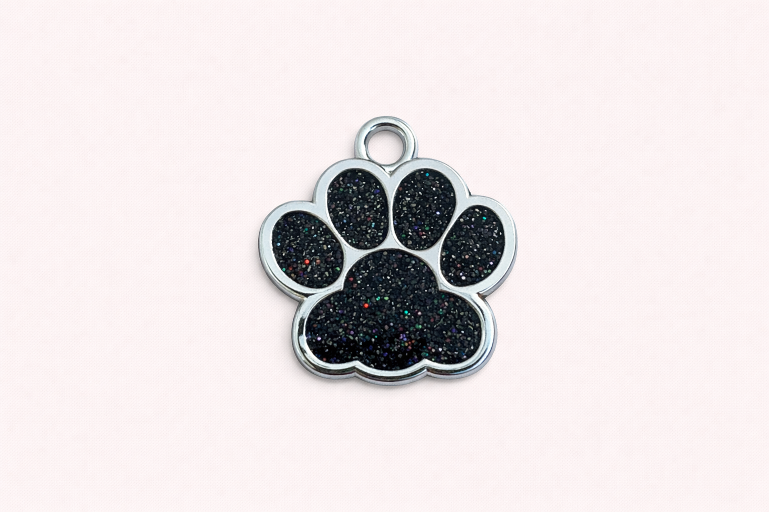 Dog Tag Small Paw Shape Black