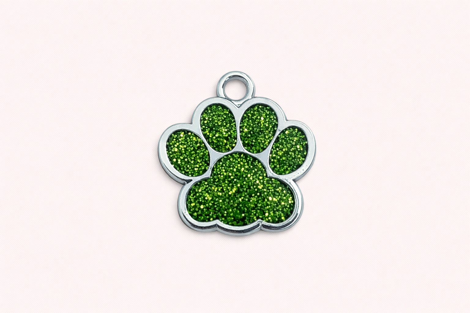Dog Tag Small Paw Shape Emerald Green