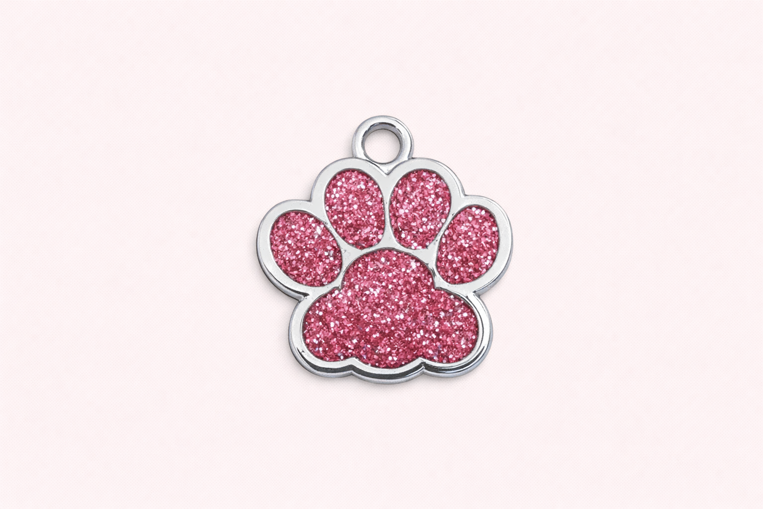 Dog Tag Small Paw Shape Pink