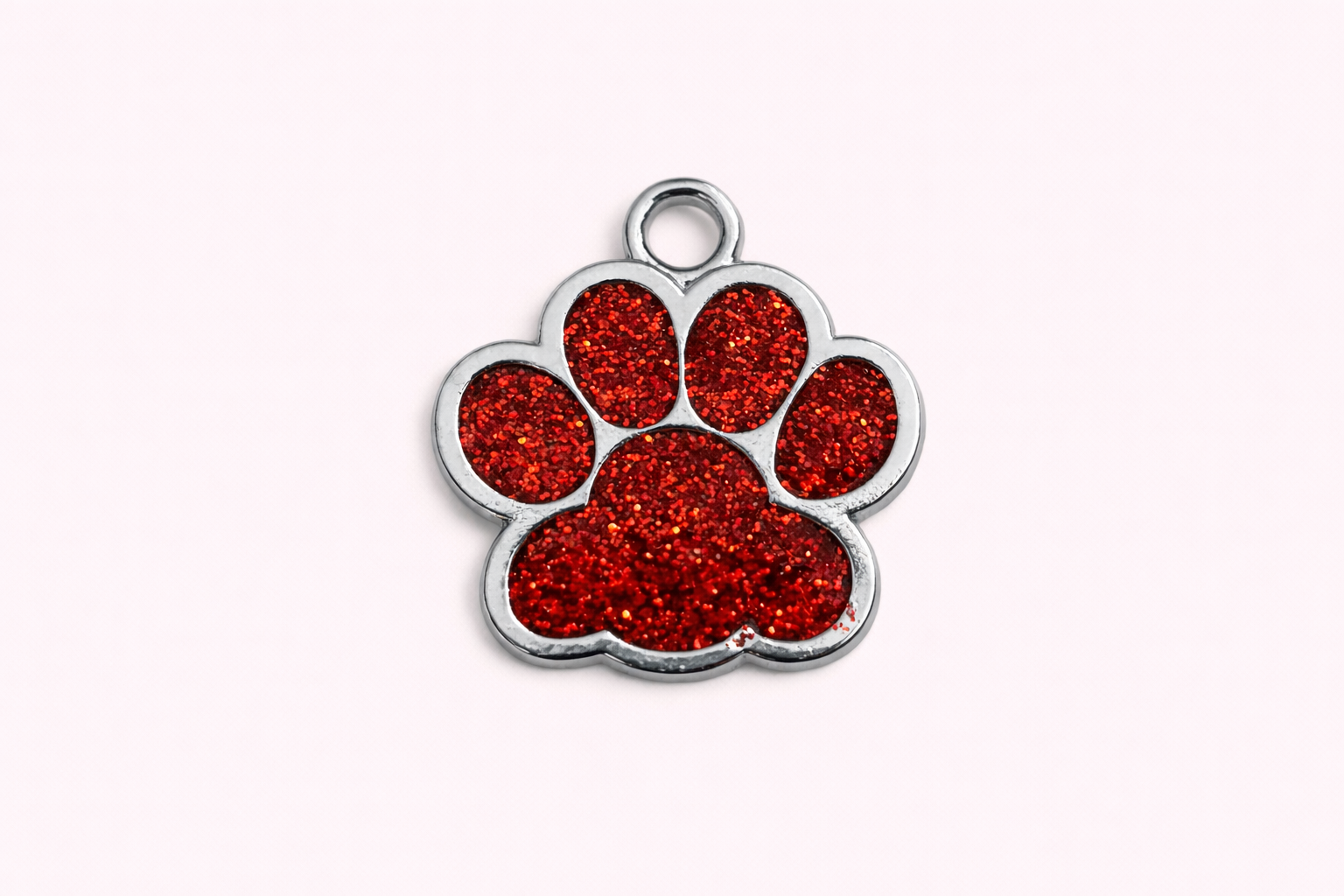 Dog Tag Small Paw Shape Red