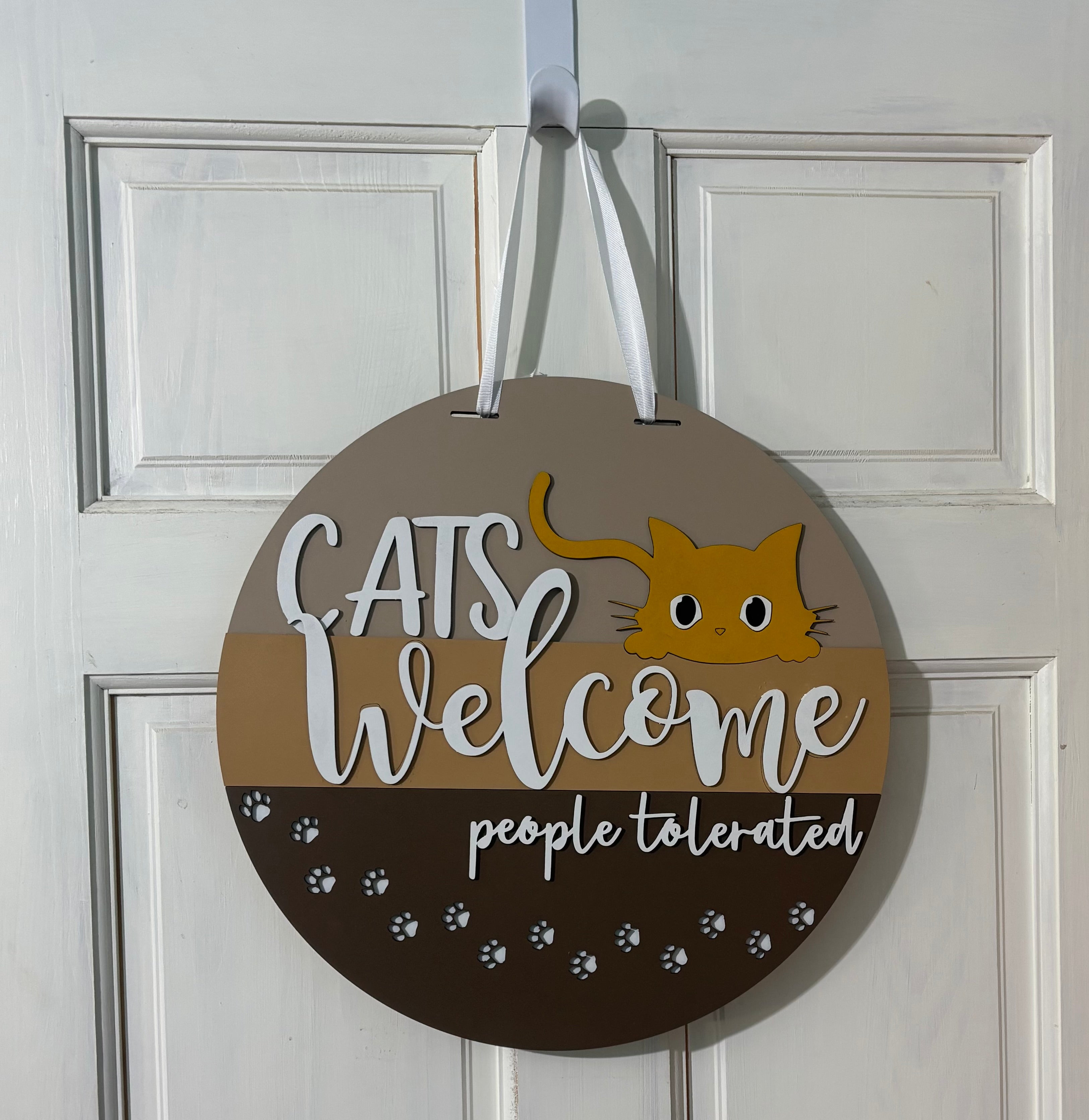 Door Hanger Cats Welcome People Tolerated