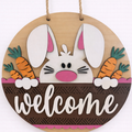 Door Hanger Easter Welcome with bunny in dark pink 10 inch