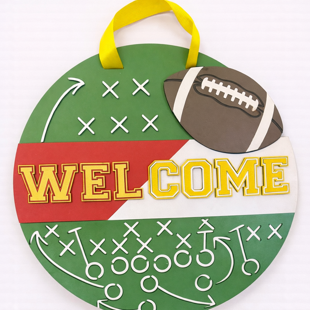 Door Hanger Welcome Football theme 10 inch