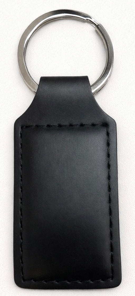 Key Chain Leather Square Black