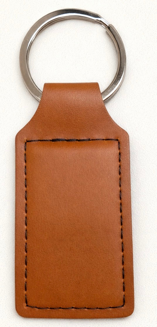 Key Chain Leather Square in Brown