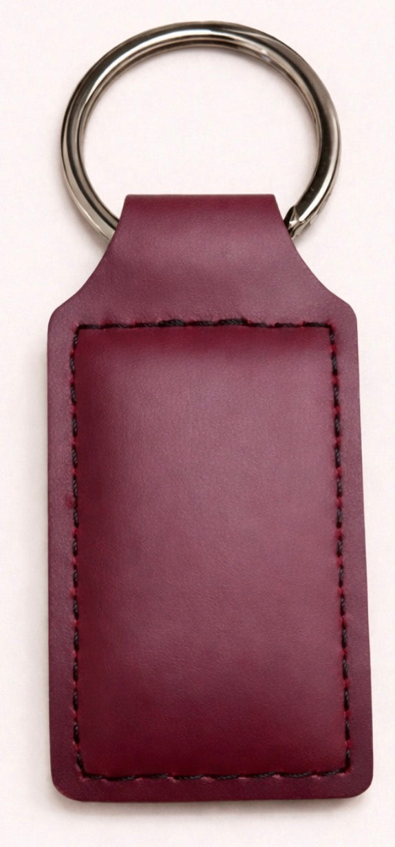 Key Chain Leather Square in Red