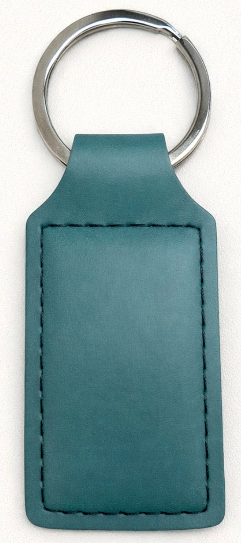 Key Chain Leather Square in Teal