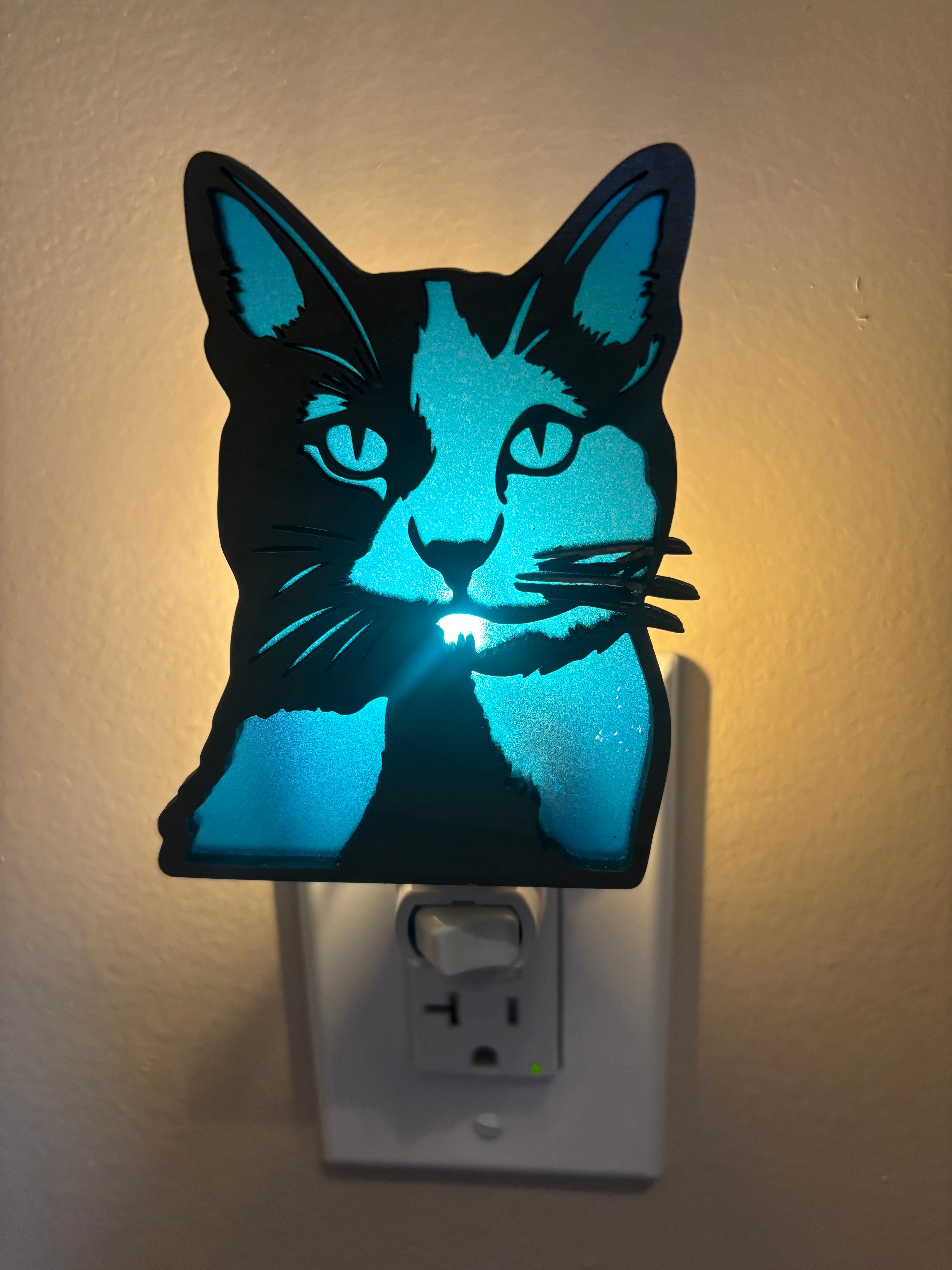 Night Light Cat in Blue Background