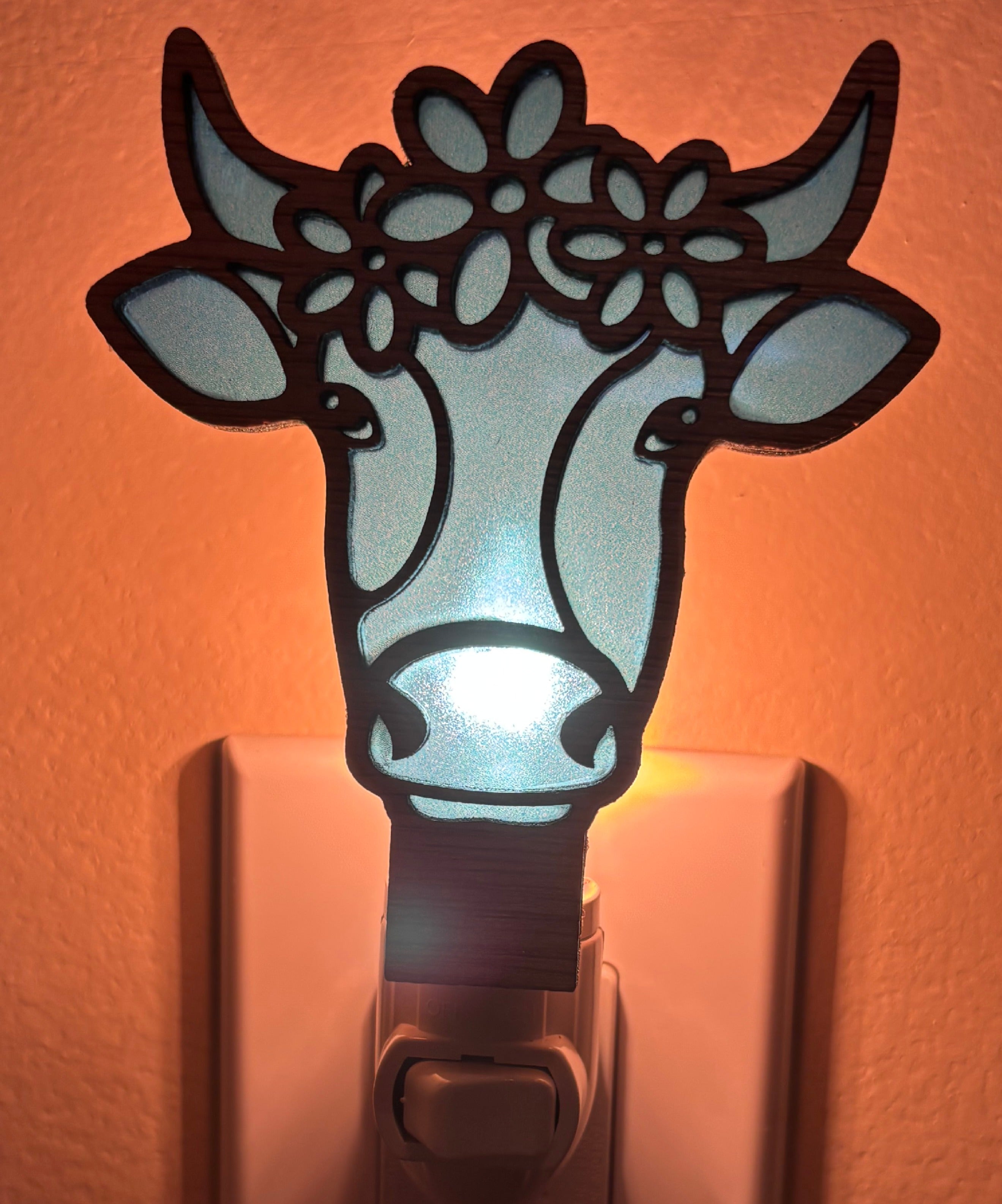 Night Light Cow with blue background