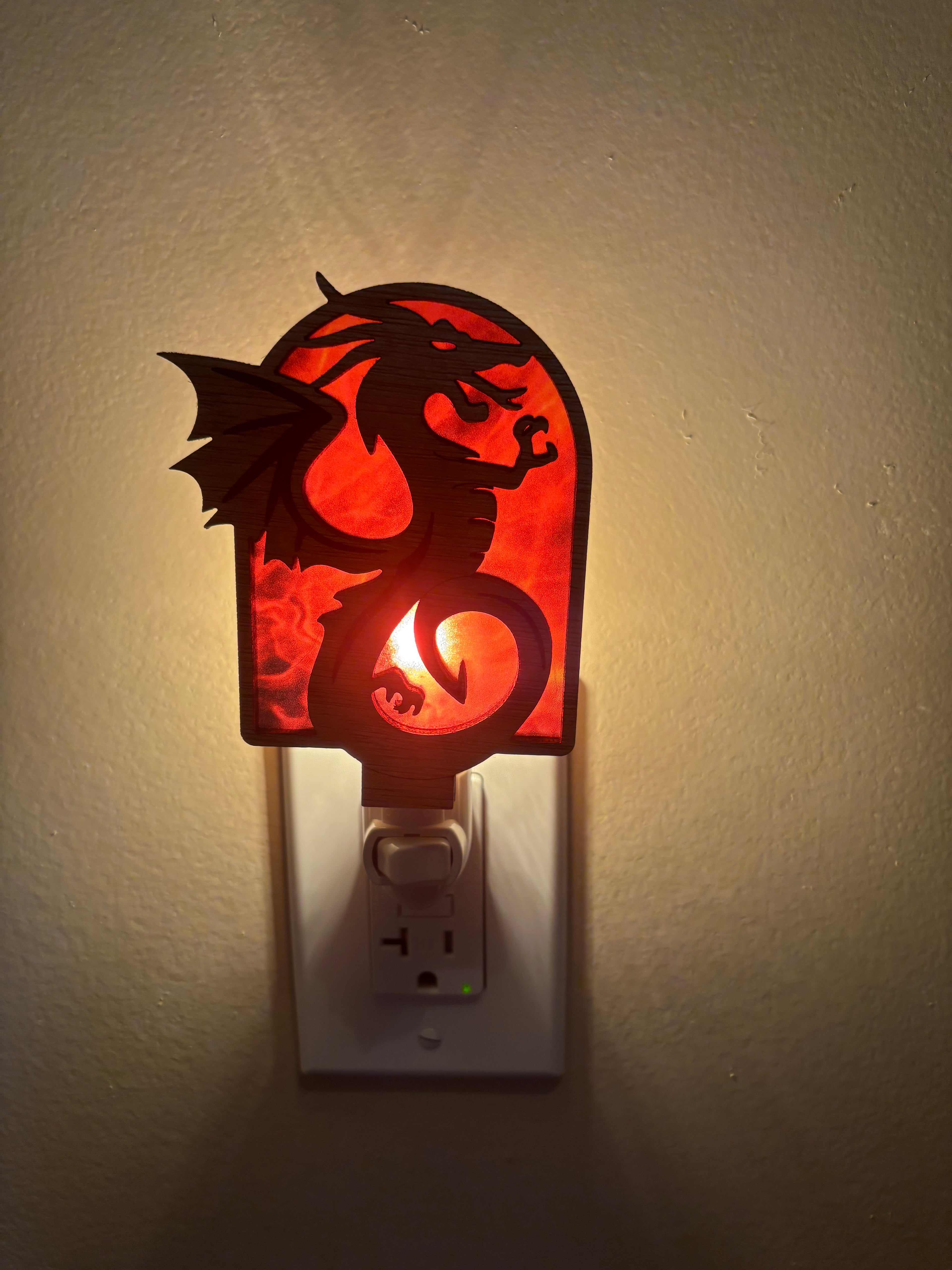 Night Light Dragon with Red Background