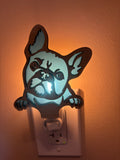 Night Light French Bull Dog in blue background