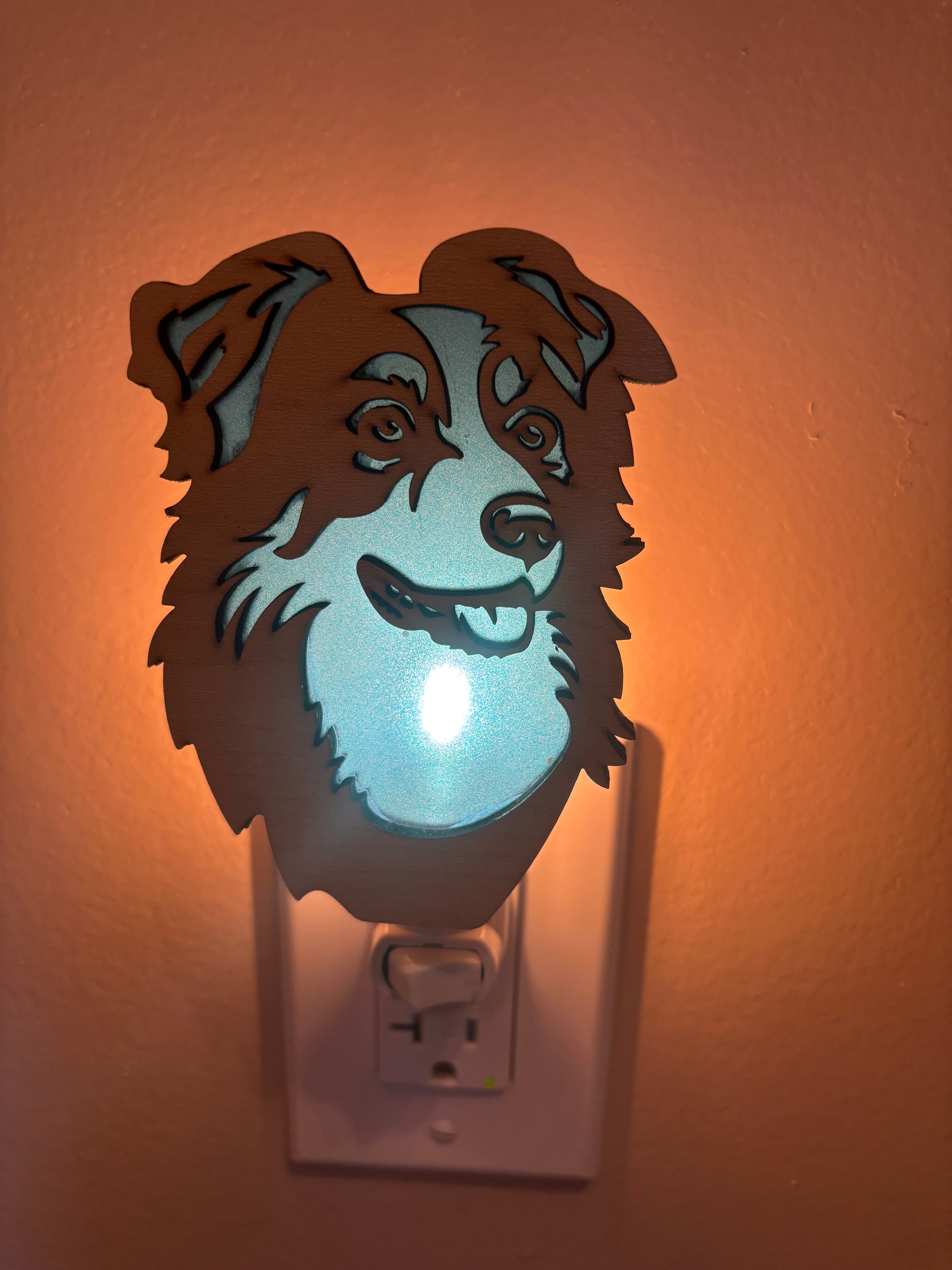 Night Light German Shepard with a blue background