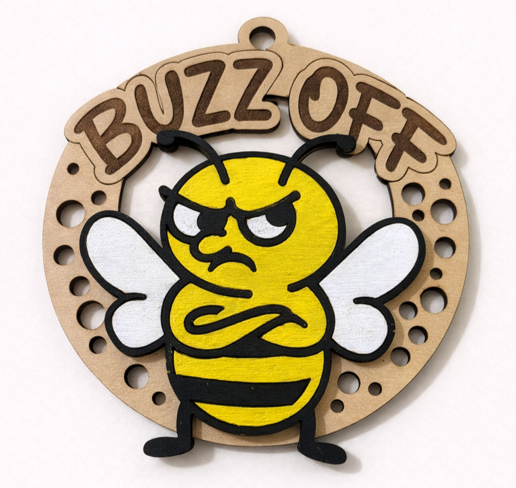 Ornament Oak Bee Saying BUZZ-OFF