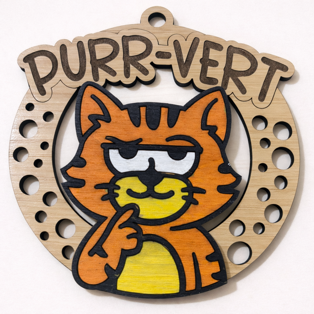 Ornament Oak Tiger Saying PURR-VERT