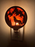 Night Light Wolf with Red Background