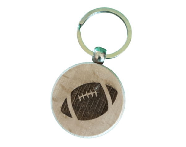 A keychain with an image of a football on it.