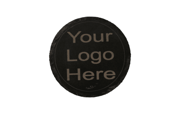 A black button with the words " your logo here ".