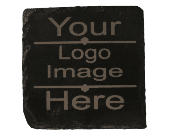 A picture of the back side of a slate with your logo and image on it.